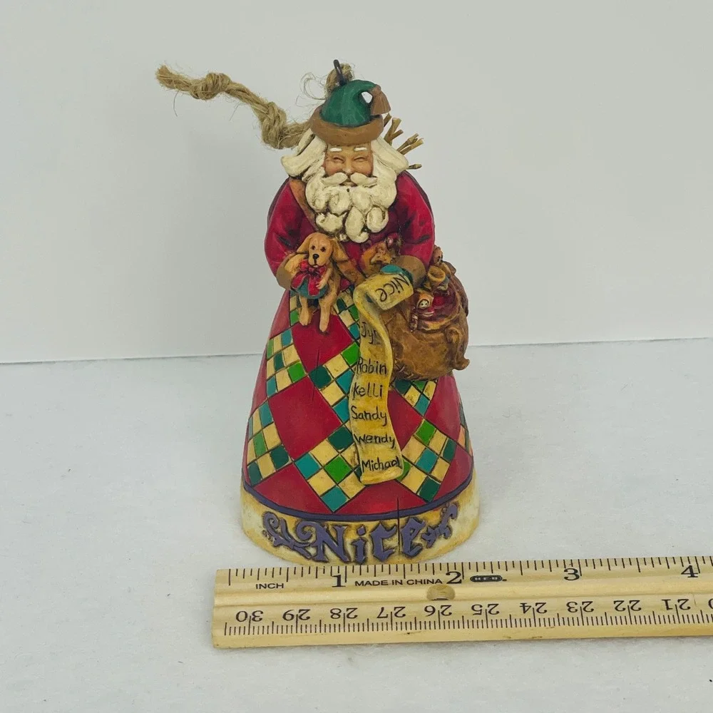 Jim Shore Heartwood Creek Naughty Nice Santa Ornament 2006 Red Green 4.5in